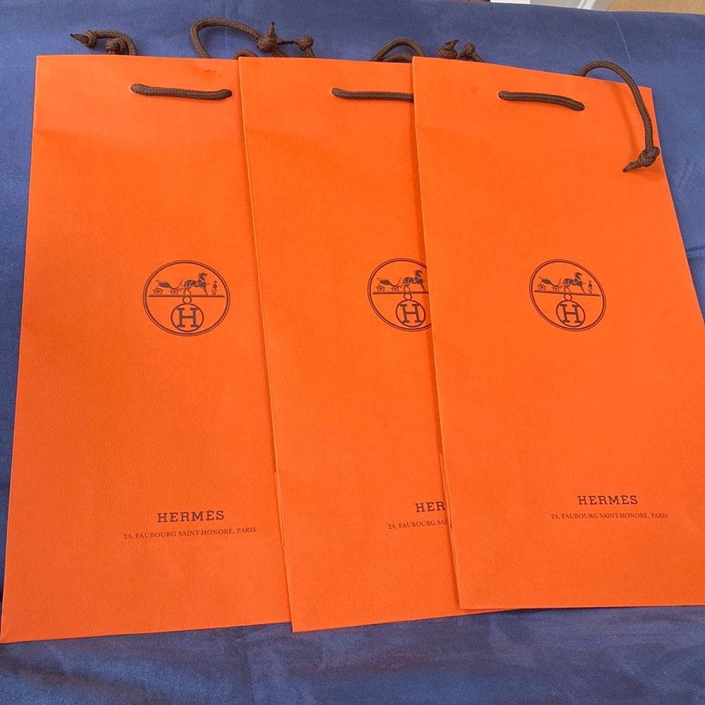 Authentic Hermes shopping bags (three). Never used. See description for options